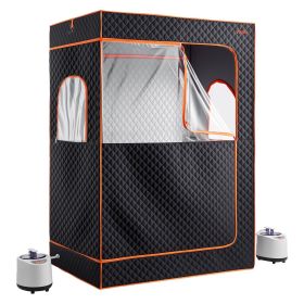 Upgraded Portable Steam Sauna for Home, 2 Person Full Body Home Spa Tent with Steamer & 2 Foldable Chairs & Remote & 2 Essential Oil Boxes