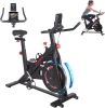 Black Stationary Bikes for Home Spin Indoor Exercise Bike with LCD Monitor and Comfortable Seat Cushion for Home Gym Cardio Fitness Training