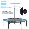 4.5ft Exercise Trampoline, Portable & Foldable Fitness Trampoline with Adjustable T-Bar and Heavy-Duty Design, Blue