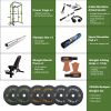100lb Green Home Gym Set Multi-functional Power Cage, Home Adjustable Pullup Squat Rack 1000Lbs Capacity Comprehensive Fitness Barbell Rack
