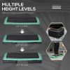 43" Adjustable Aerobic Platform Stepper 3 Level with Risers 4' 6' 8' Cardio Fitness Trainer Workout Step Home Gym Exercise, Black Green