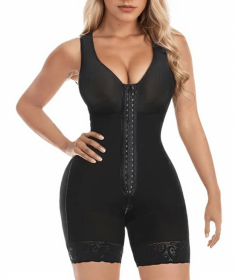 Fajas Colombianas Shapewear for Women Tummy Control Post Surgery Full Body Shaper Butt Lifter with Zipper Crotch skimsbodysuits solleonnewfajascurve e (Color: Black, size: M)